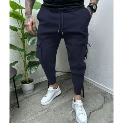 Discount OUKU Men's Cargo Pants Tapered pants Trousers Drawstring Elastic Waist Multi Pocket Plain Wearable Outdoor Daily Camping & Hiking Fashion Classic Black Army Green