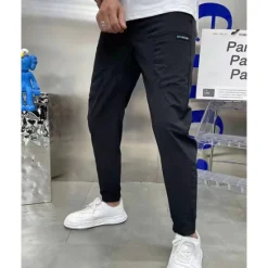 Online OUKU Men's Cargo Pants Tapered pants Trousers Drawstring Elastic Waist Plain Wearable Outdoor Daily Camping & Hiking Fashion Classic Black Khaki