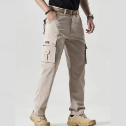 Hot OUKU Men's Cargo Pants Trousers Buttons Multi Pocket Plain Quick Dry Moisture Wicking Full Length Outdoor Daily Camping & Hiking Fashion Classic Black Army Green