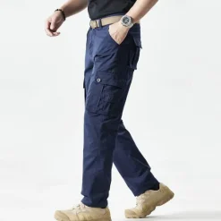 Hot OUKU Men's Cargo Pants Trousers Buttons Multi Pocket Plain Quick Dry Moisture Wicking Full Length Outdoor Daily Camping & Hiking Fashion Classic Black Army Green