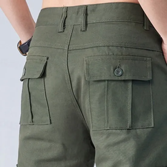Online OUKU Men's Cargo Pants Trousers Work Pants Buttons Multi Pocket Plain Wearable Outdoor Daily Camping & Hiking Fashion Classic Black Army Green