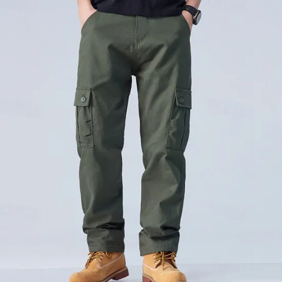 Online OUKU Men's Cargo Pants Trousers Work Pants Buttons Multi Pocket Plain Wearable Outdoor Daily Camping & Hiking Fashion Classic Black Army Green