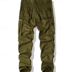 Best OUKU Men's Cargo Pants Trousers Buttons Multi Pocket Plain Wearable Outdoor Daily Camping & Hiking Fashion Classic ArmyGreen turmeric