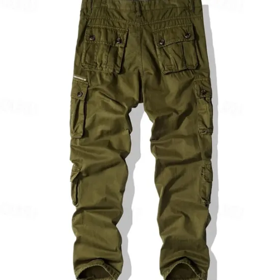 Best OUKU Men's Cargo Pants Trousers Buttons Multi Pocket Plain Wearable Outdoor Daily Camping & Hiking Fashion Classic ArmyGreen turmeric