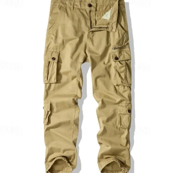 Best OUKU Men's Cargo Pants Trousers Buttons Multi Pocket Plain Wearable Outdoor Daily Camping & Hiking Fashion Classic ArmyGreen turmeric