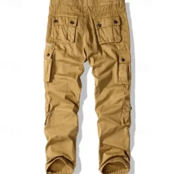 Best OUKU Men's Cargo Pants Trousers Buttons Multi Pocket Plain Wearable Outdoor Daily Camping & Hiking Fashion Classic ArmyGreen turmeric