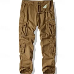 Best OUKU Men's Cargo Pants Trousers Buttons Multi Pocket Plain Wearable Outdoor Daily Camping & Hiking Fashion Classic ArmyGreen turmeric