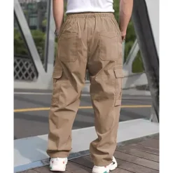 Sale OUKU Men's Cargo Pants Trousers Drawstring Elastic Waist Multi Pocket Plain Wearable Outdoor Daily Camping & Hiking Fashion Classic Black Army Green