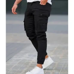 Outlet OUKU Men's Cargo Pants Trousers Buttons Flap Pocket Plain Wearable Outdoor Daily Camping & Hiking Fashion Classic Black Army Green