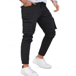 Outlet OUKU Men's Cargo Pants Trousers Buttons Flap Pocket Plain Wearable Outdoor Daily Camping & Hiking Fashion Classic Black Army Green