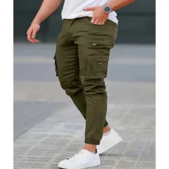 Outlet OUKU Men's Cargo Pants Trousers Buttons Flap Pocket Plain Wearable Outdoor Daily Camping & Hiking Fashion Classic Black Army Green