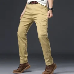 Online OUKU Men's Cargo Pants Trousers Work Pants Buttons Multi Pocket Plain Wearable Outdoor Daily Camping & Hiking Fashion Classic Black Navy Blue