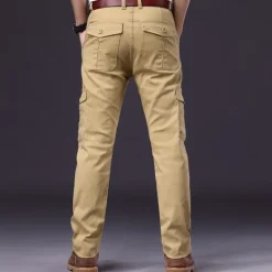 Online OUKU Men's Cargo Pants Trousers Work Pants Buttons Multi Pocket Plain Wearable Outdoor Daily Camping & Hiking Fashion Classic Black Navy Blue