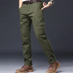 Online OUKU Men's Cargo Pants Trousers Work Pants Buttons Multi Pocket Plain Wearable Outdoor Daily Camping & Hiking Fashion Classic Black Navy Blue
