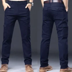 Online OUKU Men's Cargo Pants Trousers Work Pants Buttons Multi Pocket Plain Wearable Outdoor Daily Camping & Hiking Fashion Classic Black Navy Blue