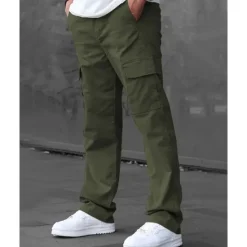 OUKU Men's Cargo Pants Trousers Drawstring Elastic Waist Multi Pocket Plain Wearable Outdoor Daily Camping & Hiking Fashion Classic Black Army Green