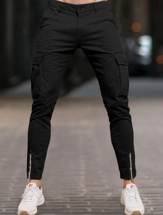 Best OUKU Men's Cargo Pants Trousers Chinos Summer Pants Casual Pants Zipper Plain Comfort Breathable Full Length Casual Daily Holiday Fashion Basic Black White Micro-elastic