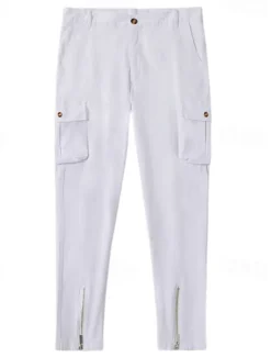 Best OUKU Men's Cargo Pants Trousers Chinos Summer Pants Casual Pants Zipper Plain Comfort Breathable Full Length Casual Daily Holiday Fashion Basic Black White Micro-elastic