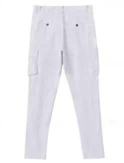 Best OUKU Men's Cargo Pants Trousers Chinos Summer Pants Casual Pants Zipper Plain Comfort Breathable Full Length Casual Daily Holiday Fashion Basic Black White Micro-elastic