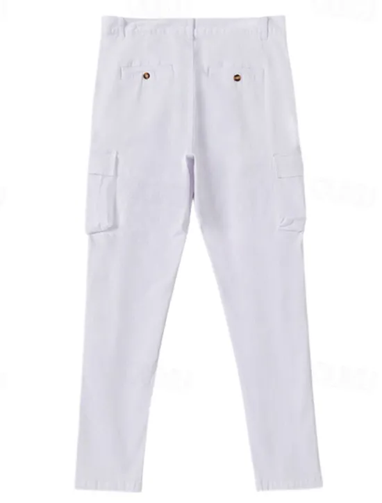 Best OUKU Men's Cargo Pants Trousers Chinos Summer Pants Casual Pants Zipper Plain Comfort Breathable Full Length Casual Daily Holiday Fashion Basic Black White Micro-elastic