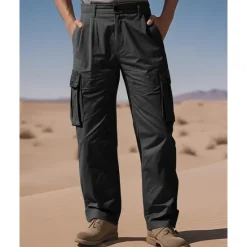 OUKU Men's Cargo Pants Trousers Multi Pocket Plain Wearable Camping & Hiking Workout Army Green Black