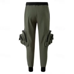 New OUKU Men's Cargo Pants Trousers Drawstring Elastic Waist Multi Pocket Color Block Wearable Outdoor Daily Camping & Hiking Fashion Classic Black Army Green