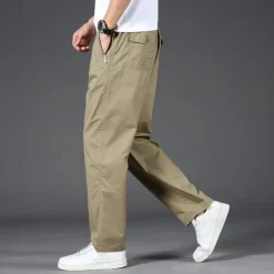 Online OUKU Men's Cargo Pants Trousers Casual Pants Pocket Drawstring Elastic Waist Plain Comfort Sports Outdoor Daily Fashion Casual Black Yellow Micro-elastic