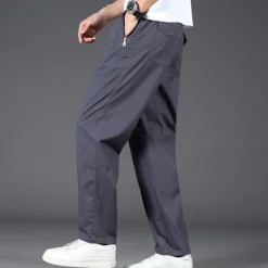 Online OUKU Men's Cargo Pants Trousers Casual Pants Pocket Drawstring Elastic Waist Plain Comfort Sports Outdoor Daily Fashion Casual Black Yellow Micro-elastic