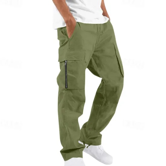 Discount OUKU Men's Cargo Pants Trousers Elastic Waist Multi Pocket Plain Wearable Daily Camping & Hiking Classic Black Army Green