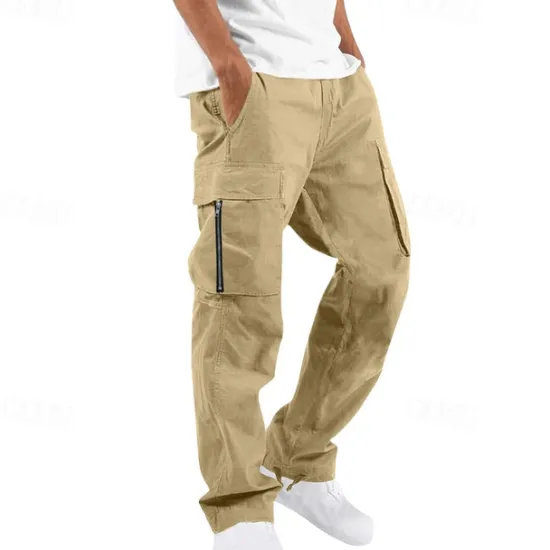 Discount OUKU Men's Cargo Pants Trousers Elastic Waist Multi Pocket Plain Wearable Daily Camping & Hiking Classic Black Army Green