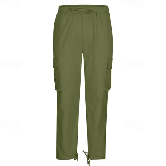 Discount OUKU Men's Cargo Pants Trousers Elastic Waist Multi Pocket Plain Wearable Daily Camping & Hiking Classic Black Army Green