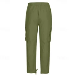 Discount OUKU Men's Cargo Pants Trousers Elastic Waist Multi Pocket Plain Wearable Daily Camping & Hiking Classic Black Army Green