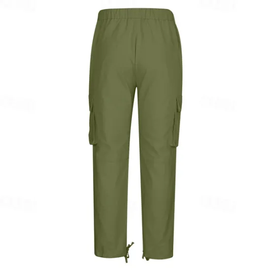 Discount OUKU Men's Cargo Pants Trousers Elastic Waist Multi Pocket Plain Wearable Daily Camping & Hiking Classic Black Army Green