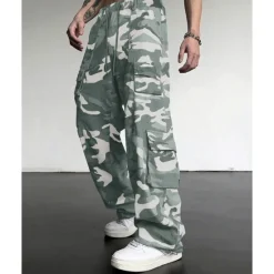OUKU Men's Cargo Pants Trousers Elastic Waist Multi Pocket Camouflage Wearable Outdoor Daily Camping & Hiking Fashion Classic Green