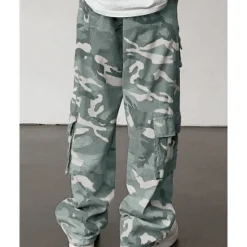 OUKU Men's Cargo Pants Trousers Elastic Waist Multi Pocket Camouflage Wearable Outdoor Daily Camping & Hiking Fashion Classic Green