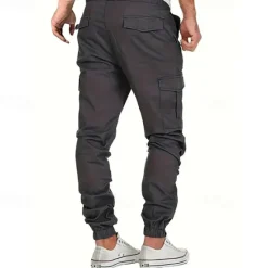 Sale OUKU Men's Cargo Pants Trousers Drawstring Elastic Waist Multi Pocket Plain Wearable Outdoor Daily Camping & Hiking Fashion Classic Black Yellow