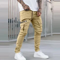 Sale OUKU Men's Cargo Pants Trousers Drawstring Elastic Waist Multi Pocket Plain Wearable Outdoor Daily Camping & Hiking Fashion Classic Black Army Green