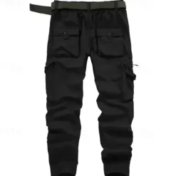Clearance OUKU Men's Cargo Pants Trousers Buttons Multi Pocket Plain Wearable Outdoor Daily Camping & Hiking Fashion Classic Black Army Green