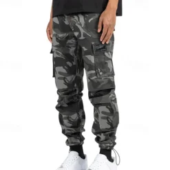 Sale OUKU Men's Cargo Pants Trousers Drawstring Elastic Waist Multi Pocket Plain Wearable Outdoor Daily Camping & Hiking Fashion Classic ArmyGreen Black