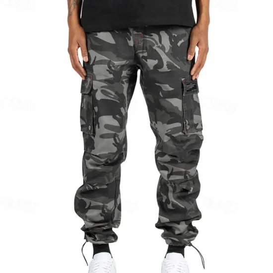 Sale OUKU Men's Cargo Pants Trousers Drawstring Elastic Waist Multi Pocket Plain Wearable Outdoor Daily Camping & Hiking Fashion Classic ArmyGreen Black