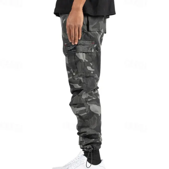 Sale OUKU Men's Cargo Pants Trousers Drawstring Elastic Waist Multi Pocket Plain Wearable Outdoor Daily Camping & Hiking Fashion Classic ArmyGreen Black