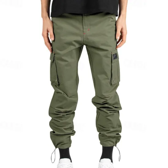 Sale OUKU Men's Cargo Pants Trousers Drawstring Elastic Waist Multi Pocket Plain Wearable Outdoor Daily Camping & Hiking Fashion Classic ArmyGreen Black