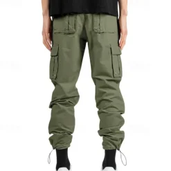 Sale OUKU Men's Cargo Pants Trousers Drawstring Elastic Waist Multi Pocket Plain Wearable Outdoor Daily Camping & Hiking Fashion Classic ArmyGreen Black