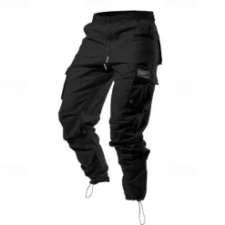 Sale OUKU Men's Cargo Pants Trousers Drawstring Elastic Waist Multi Pocket Plain Wearable Outdoor Daily Camping & Hiking Fashion Classic ArmyGreen Black