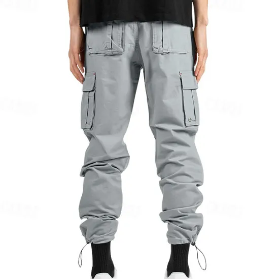 Sale OUKU Men's Cargo Pants Trousers Drawstring Elastic Waist Multi Pocket Plain Wearable Outdoor Daily Camping & Hiking Fashion Classic ArmyGreen Black