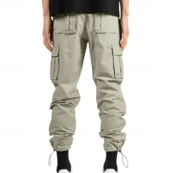 Sale OUKU Men's Cargo Pants Trousers Drawstring Elastic Waist Multi Pocket Plain Wearable Outdoor Daily Camping & Hiking Fashion Classic ArmyGreen Black