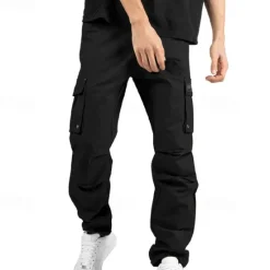 Sale OUKU Men's Cargo Pants Trousers Drawstring Elastic Waist Multi Pocket Plain Wearable Outdoor Daily Camping & Hiking Fashion Classic ArmyGreen Black