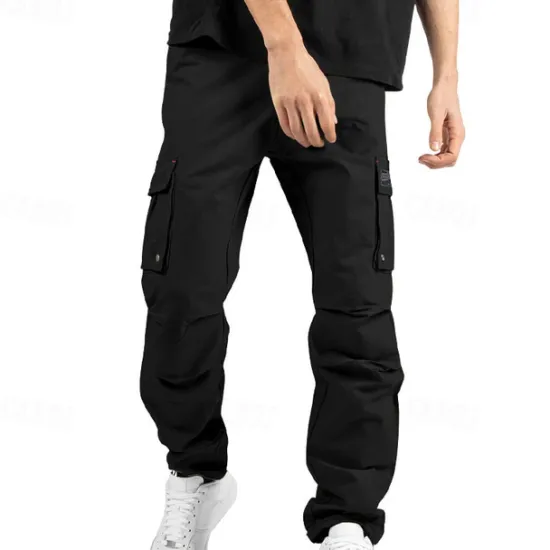 Sale OUKU Men's Cargo Pants Trousers Drawstring Elastic Waist Multi Pocket Plain Wearable Outdoor Daily Camping & Hiking Fashion Classic ArmyGreen Black