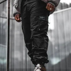 Online OUKU Men's Cargo Pants Trousers Elastic Waist Multi Pocket Plain Wearable Outdoor Daily Camping & Hiking Fashion Classic Black Army Green