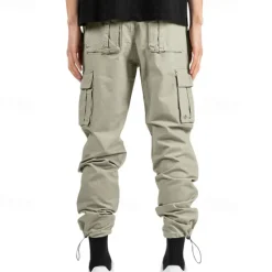 Online OUKU Men's Cargo Pants Trousers Elastic Waist Multi Pocket Plain Wearable Outdoor Daily Camping & Hiking Fashion Classic Black Army Green